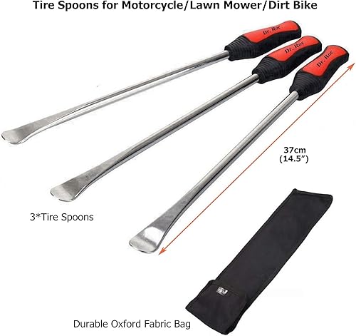 Miniatura 7 de Dr.Roc Cucharas para neumáticos, palanca para motocicleta, cortacésped, herramientas de cambio de neumáticos con bolsa, 3 x 14.5 pulgadas, hierros