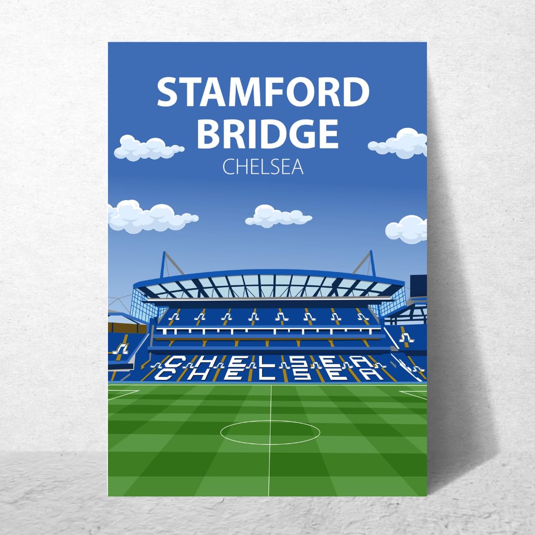 Stamford Bridge Stadium Poster, Chelsea FC Wall Art, Framed or Print Only (A3 Print Only, Unframed)