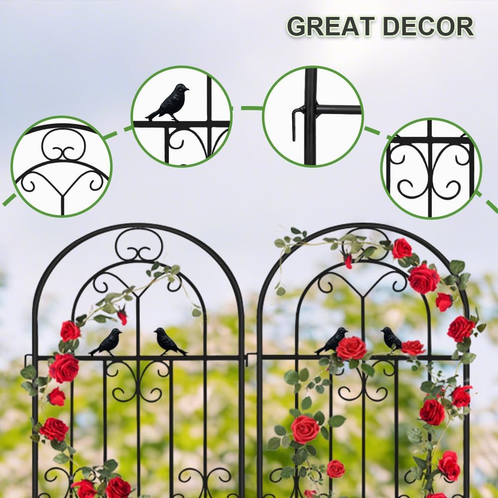 2 Pack Metal Garden Trellis, 86.7" H x 19.7" W Black Coated Wire Lattice Panel, Sturdy Plant Support for Climbing Roses Vines Cucumber Vegetables Outdoor Patio Yard