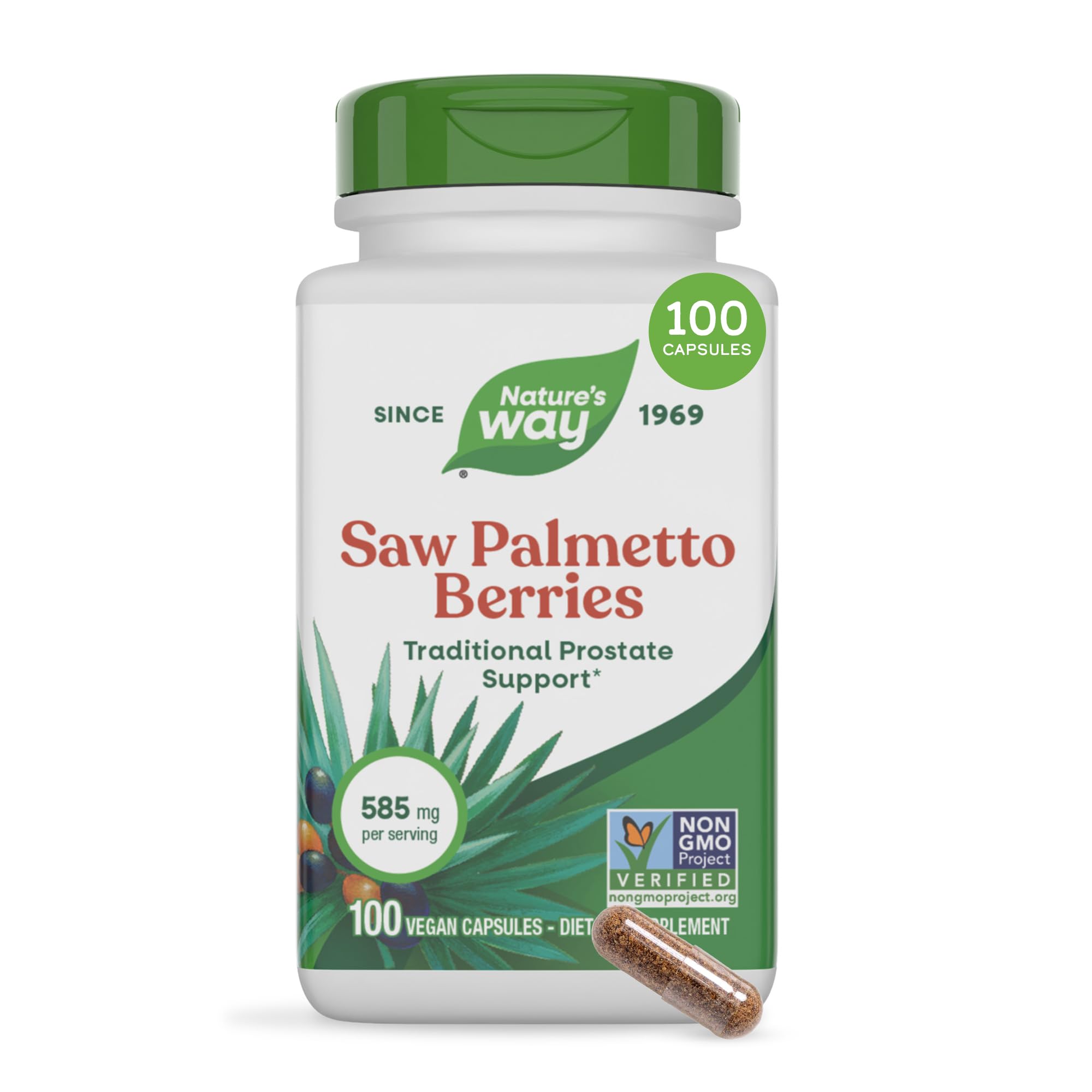 Nature's Way Saw Palmetto Berries, Traditional Prostate Support*, 100 ct 100 Count (Pack of 1)