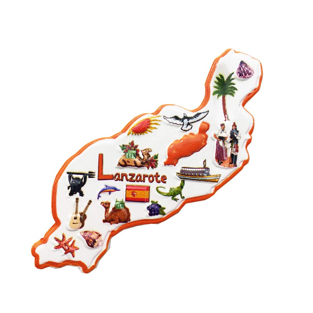 Wedarego Lanzarote Spain Lanzarote Map Spain 3D Fridge Magnet Souvenir Gift,Handmade Home & Kitchen Decoration Lanzarote Refrigerator Magnet Collection