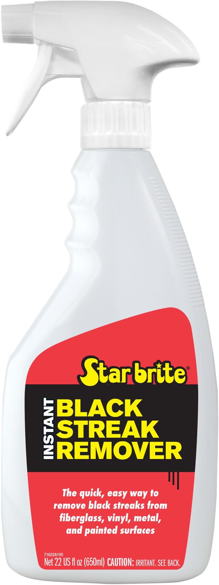STAR BRITE Black Stain Remover Spray - Instant Black Streak Eliminator for Boats, RVs, Campers, and More - Safe for Fiberglass, Metal, Plastic, and Painted Surfaces - 22 OZ (071622P)