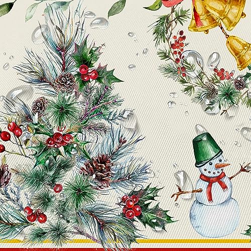 Yighty Ovale Weihnachtstischdecke, 137 x 183 cm, Weihnachtsbaum-Elch, Weihnachtsdekoration, Tischdecke, Polyester… – Ansicht 4