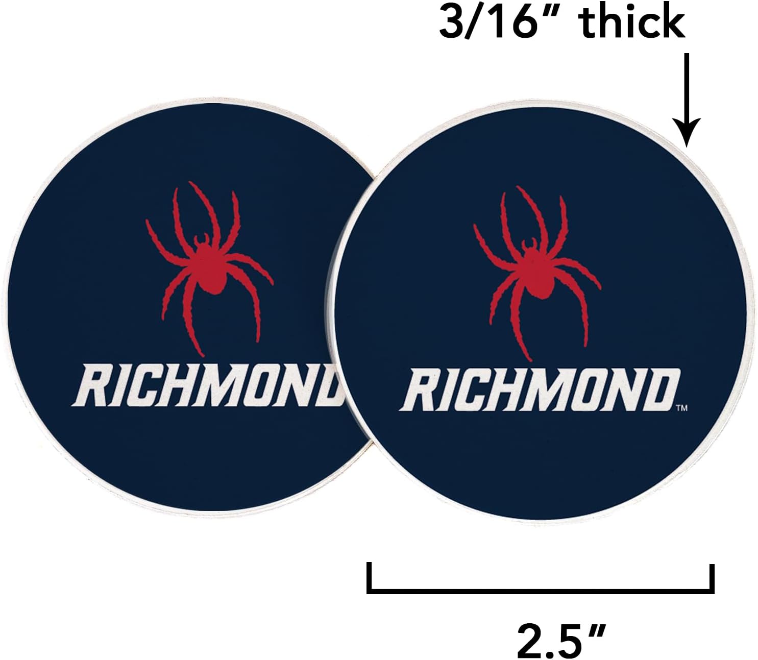 Desert Cactus University of Richmond Car Coaster Spiders UR Absorbent Sandstone Car Cup Coasters Set of 2 (Design A) - Image 2