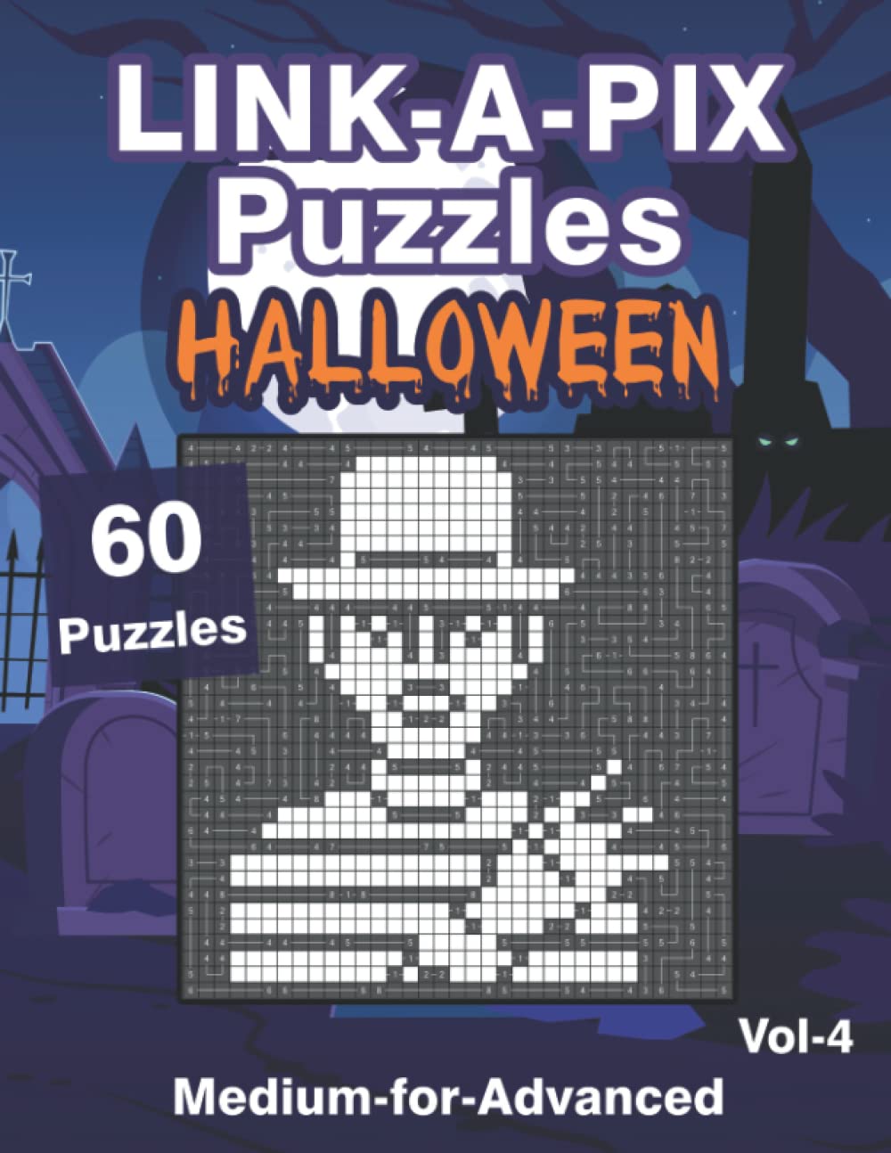 Link-A-Pix: Halloween Logilinks Puzzle Book with 60 Medium Brainteasers for Kids & Adults