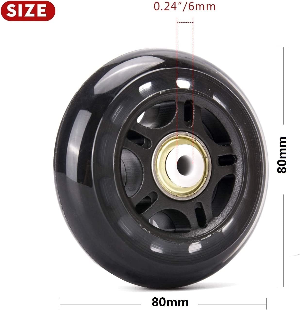 Paquete de 8 Ruedas de Repuesto 76 mm / 80 mm 82A para Patines en línea, Ruedas con rodamientos ABEC 7