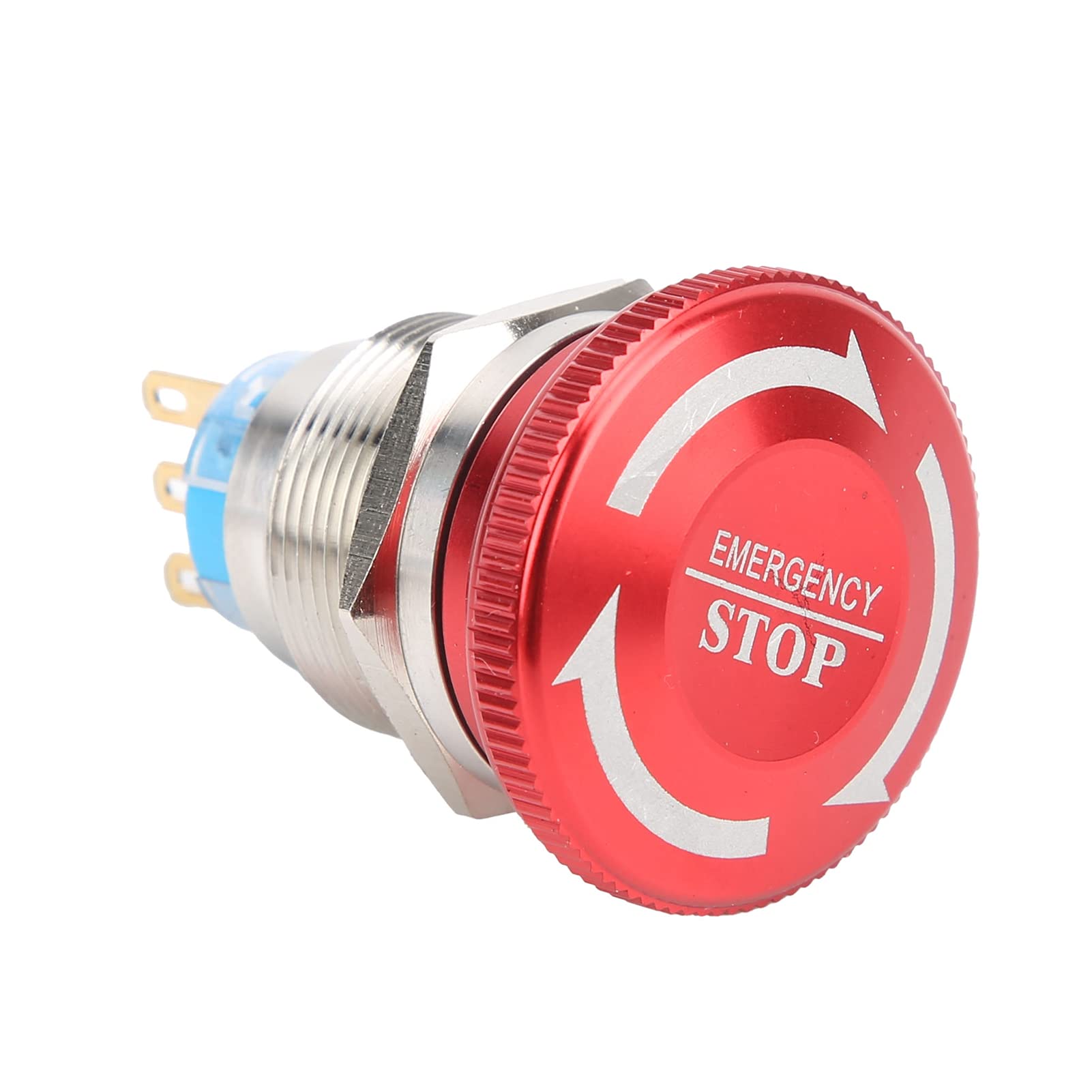 TOPINCN Metal Texture Waterproof Self-Lock Mushroom Head Button Switch IP65 for Industrial Electrical Power Off Protection (tripod)