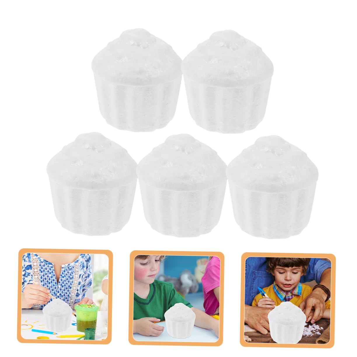 VICASKY Lot de 5 Modèles de Gâteau en Mousse Blanche Forme Cupcake pour Travaux Manuels et Accessoires D'entraînement Créatifs Faits Main