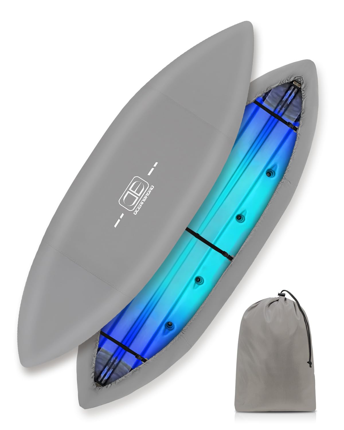 OCEANBROAD Kayak Cover, Water-Resistant UV-Resistant Kayak Canoe Fishing Boat Dust Covers for Outdoor Storage, Suitable for 10.8-12ft Length, Up to
