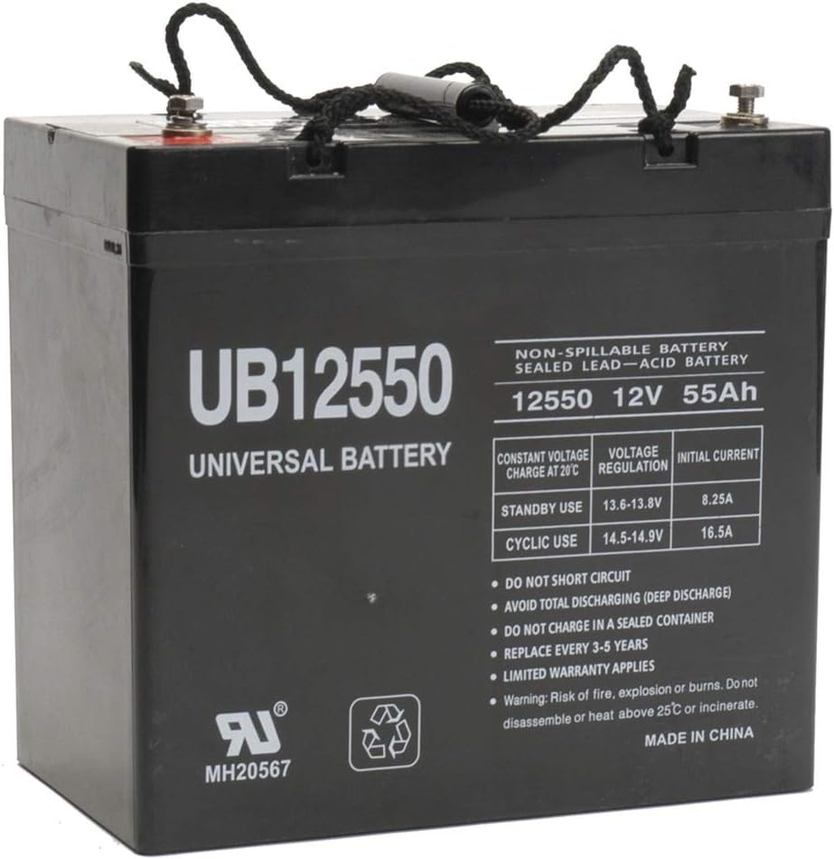 UB12550 12V 55AH Internal Thread Battery for Medalist 450 Power Scooter