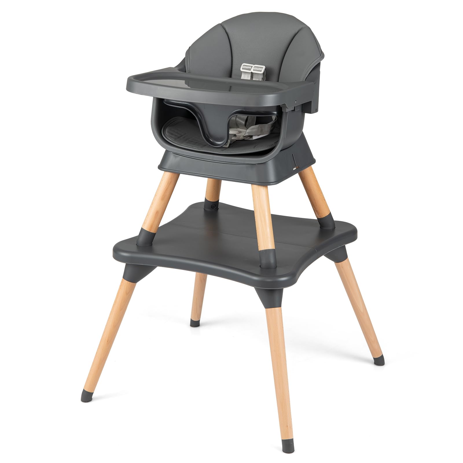 Maxmass 9 in 1 Highchair for Babies and Toddlers, Baby High Chairs with Removable Tray, 5-Point Safety Belt, Infant Feeding Chair Dinning Kids Table and Chair Set for 6-36 Months (Dark Grey)