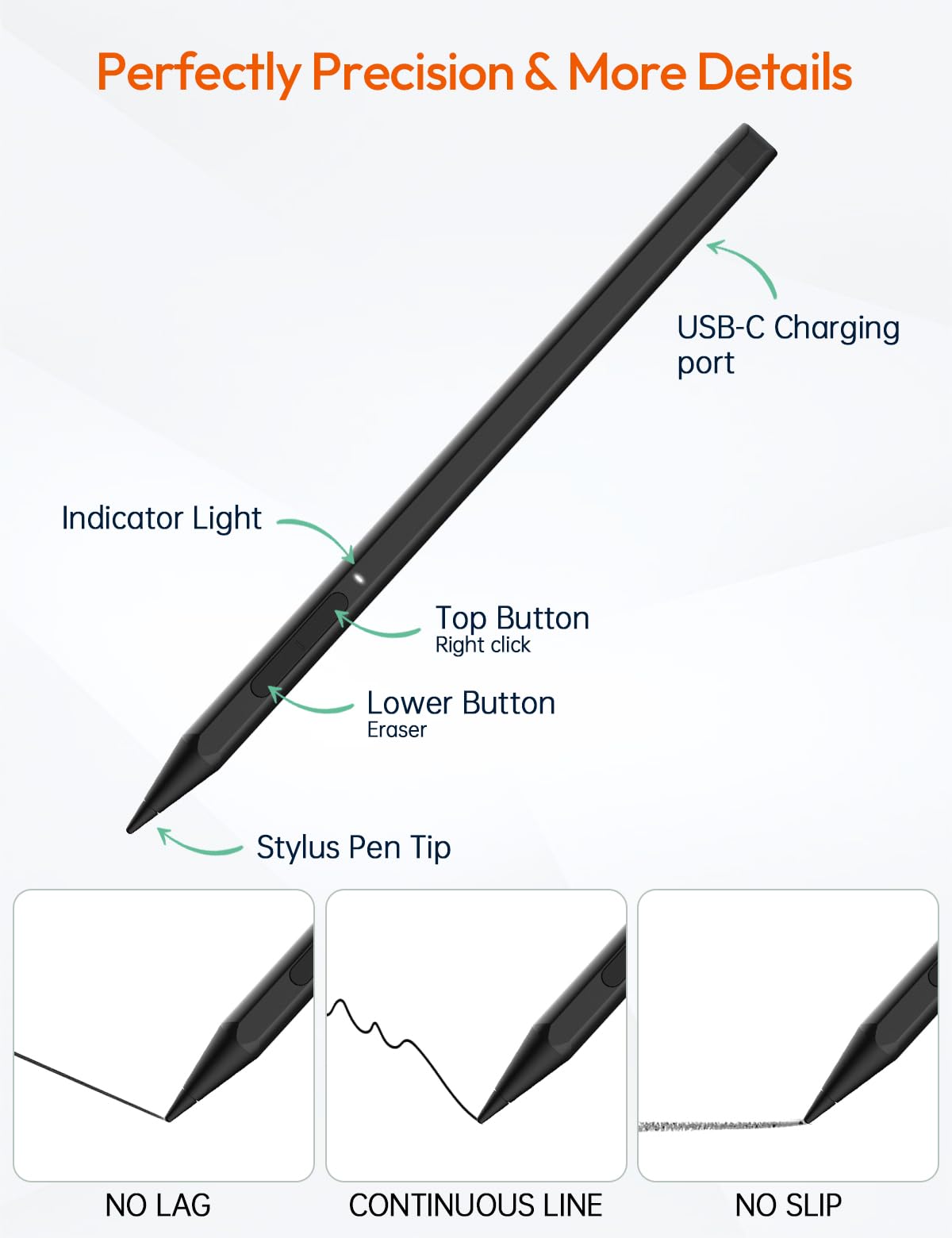 Lápiz capacitivo activo para tablet MESWAO y lápiz capacitivo recargable solo compatible con MESWAO de 14 y 15.6 pulgadas
