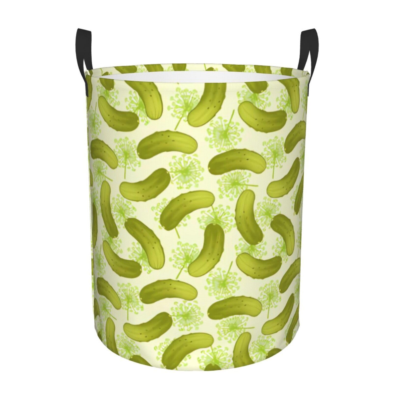 M Collapsible Sushi Dill Pickles Print Circular Hamper Round