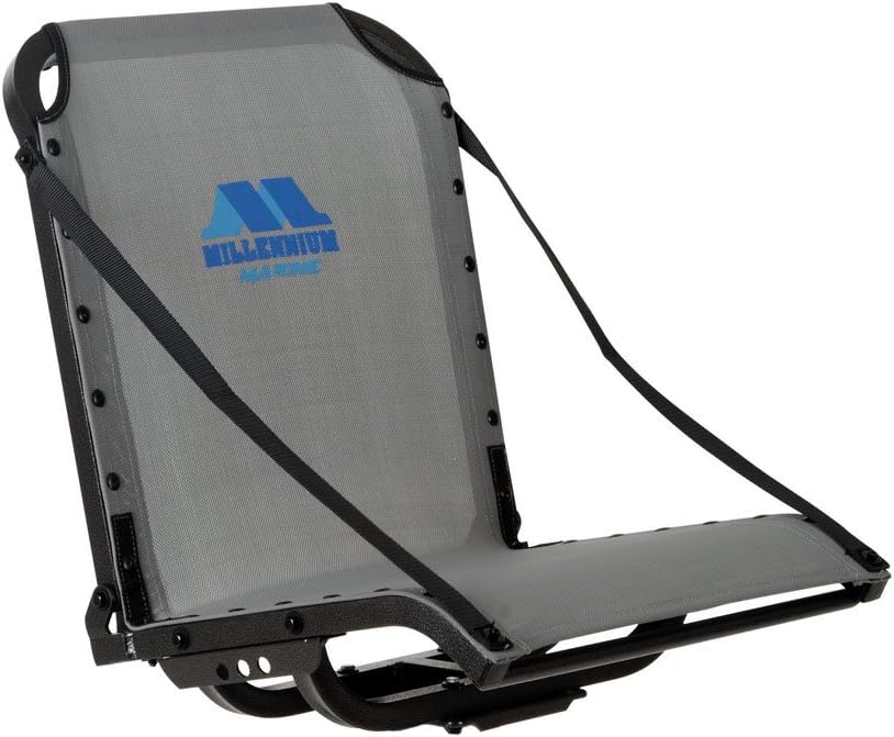 Millennium Marine B100 Gray Boat Seat - ComfortMax Foldable Aluminum Chair, UV Mildew Resistant for Fishing Boats