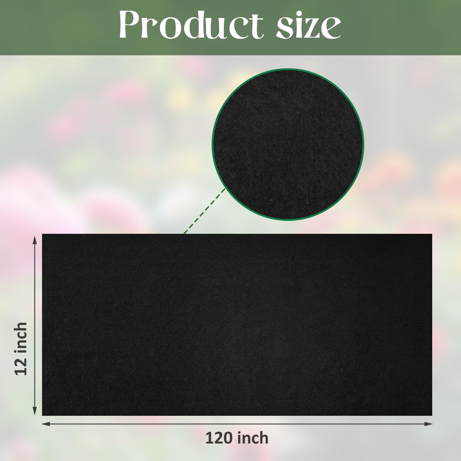 30x300cm/12x120Inch Felt Planter Liner Roll Non Woven Fabric Plant Liner Sheets Black Hanging Basket Liner Roll Coco Liners Roll Alternative Easy to Cut for Garden Flower Pot Window Box Animal Pet Mat - Image 2
