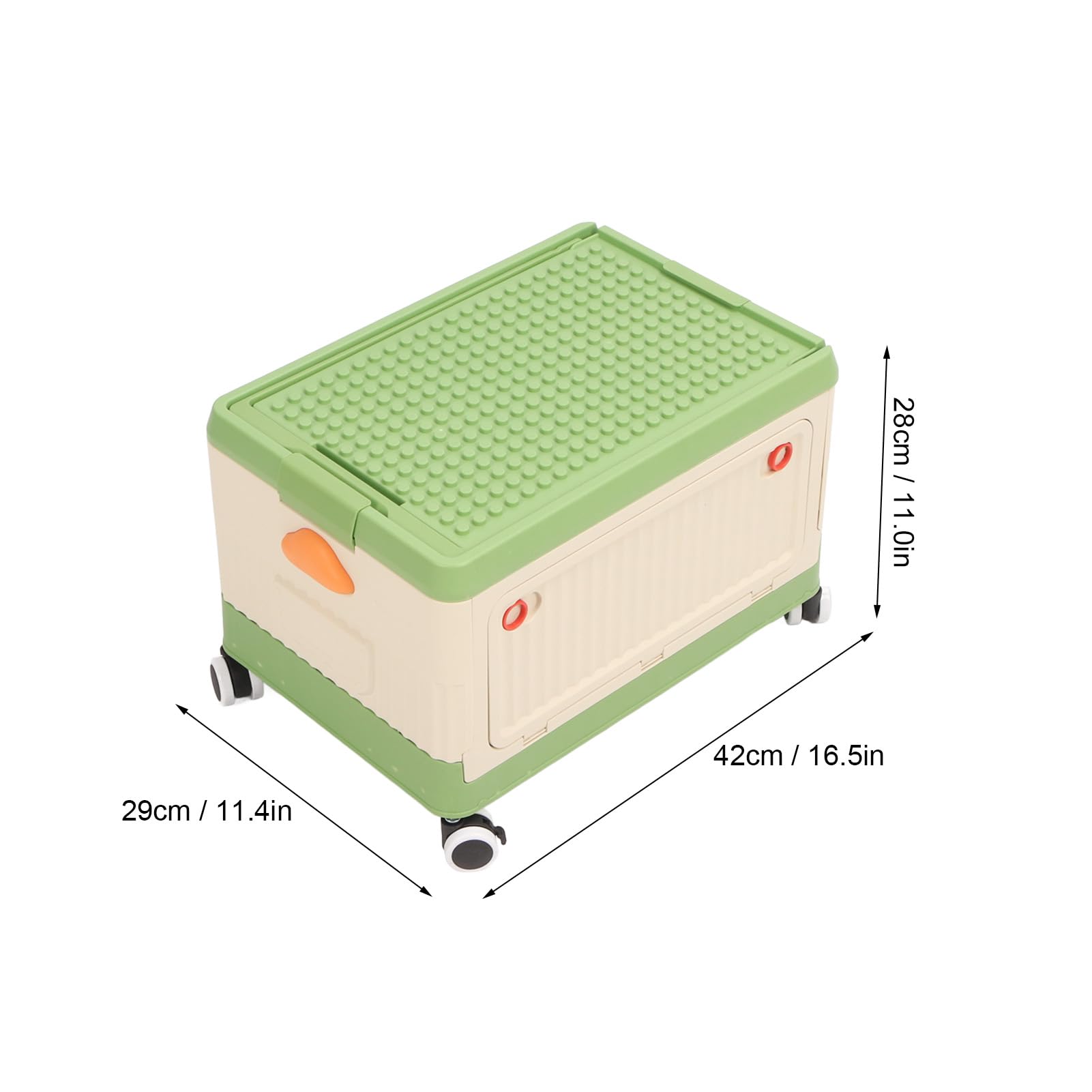Fockety Caja de Juguetes para Niños, Contenedores de Almacenamiento Plegables de 16,5 Pulgadas con Asa de Tapa con Ruedas, Cajas Organizadoras de Almacenamiento de Juguetes para Niños