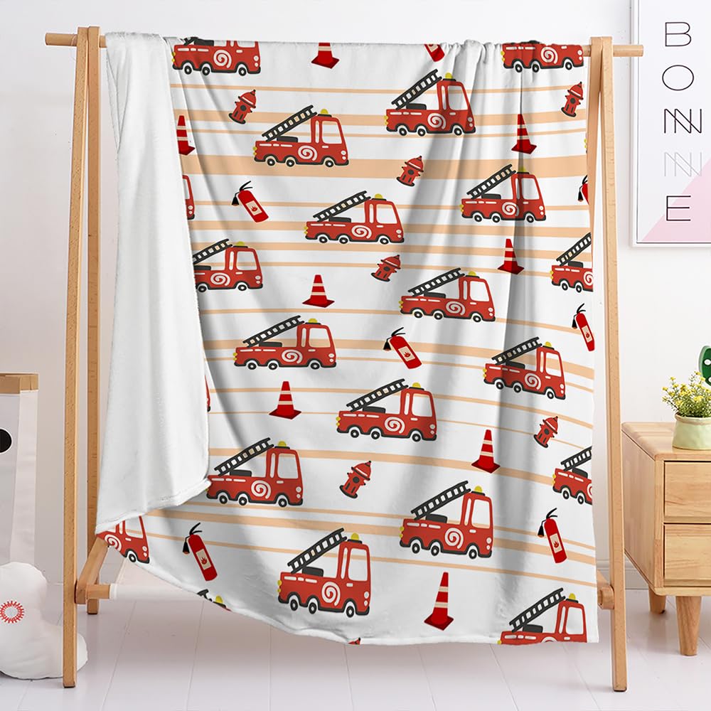 Throw Blanket Fire Engine Fleece Soft Fluffy Blanket,Blanket For Bed,Sofa Throw,Travel Blanket,Warm Blankets For Winter,Cosy Blanket,Cozy Flannel Fleece Blanket（180X200Cm）