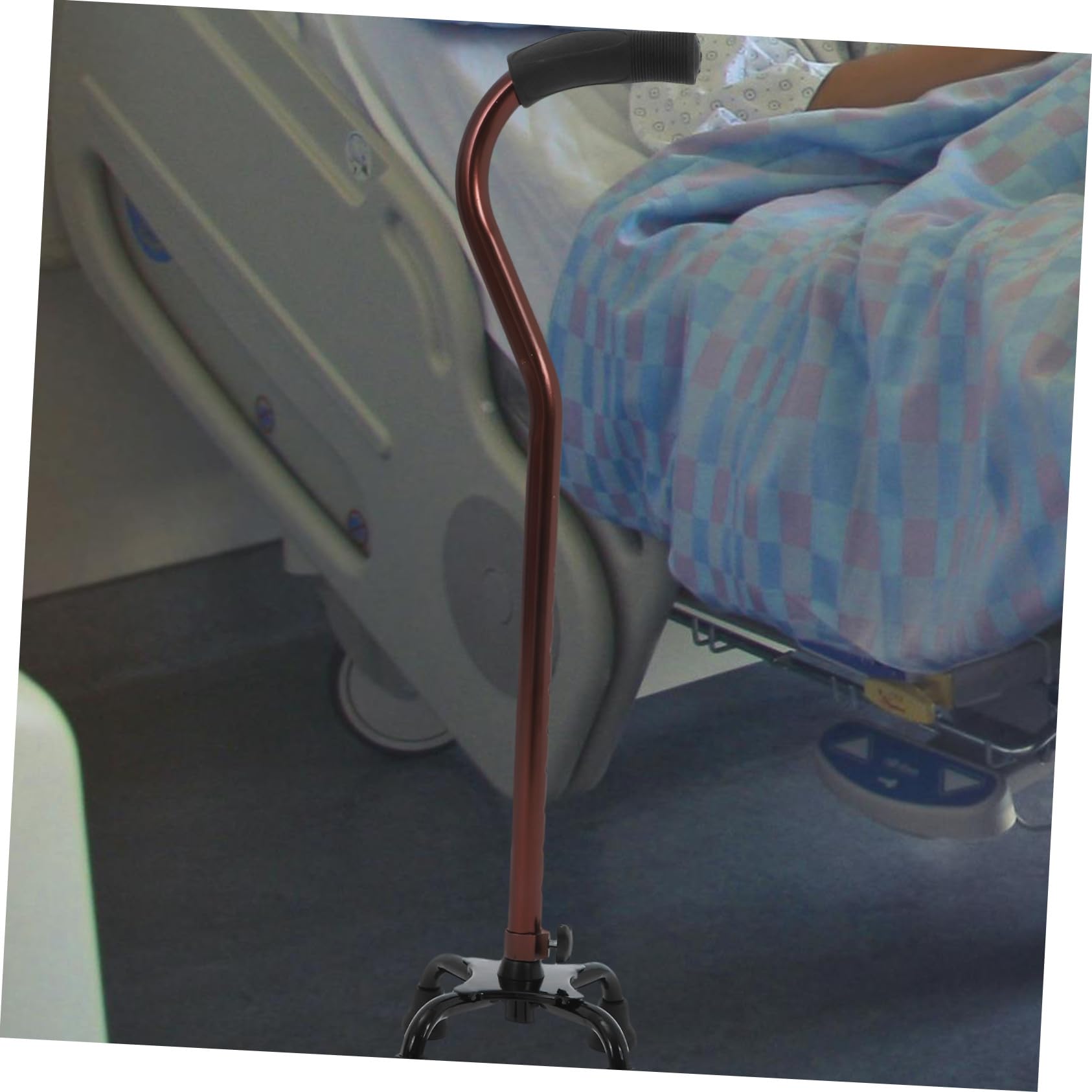 Yardenfun Bastón de Cuatro Patas de Aleación de Aluminio Negro Plástico Antióxido para Personas Mayores y Discapacitadas Apoyo Seguro y Estable