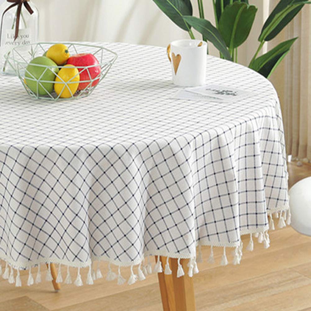 Sandweek Cotton Handmade Crochet Lace Tablecloth Doilies Placemats Table Overlay Farmhouse Table Cover Home Decor,Round 20 Inch,Beige