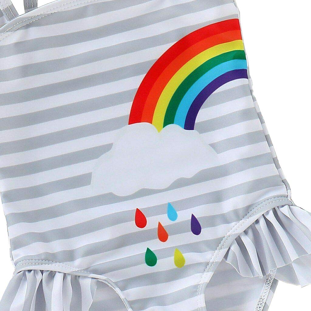 Styles I Love Baby Girl Matching Rainbow One-Piece Swimsuit Twin Girl Best Friend Bathing Suit Beach Swimwear (Right Rainbow, 120/4-5 Years)