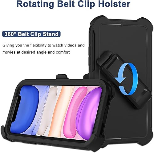 Miniatura 2 de Funda para iPhone 11 con funda de clip para cinturón, 2 protectores de pantalla, grado militar resistente a prueba de golpes, a prueba de polvo y