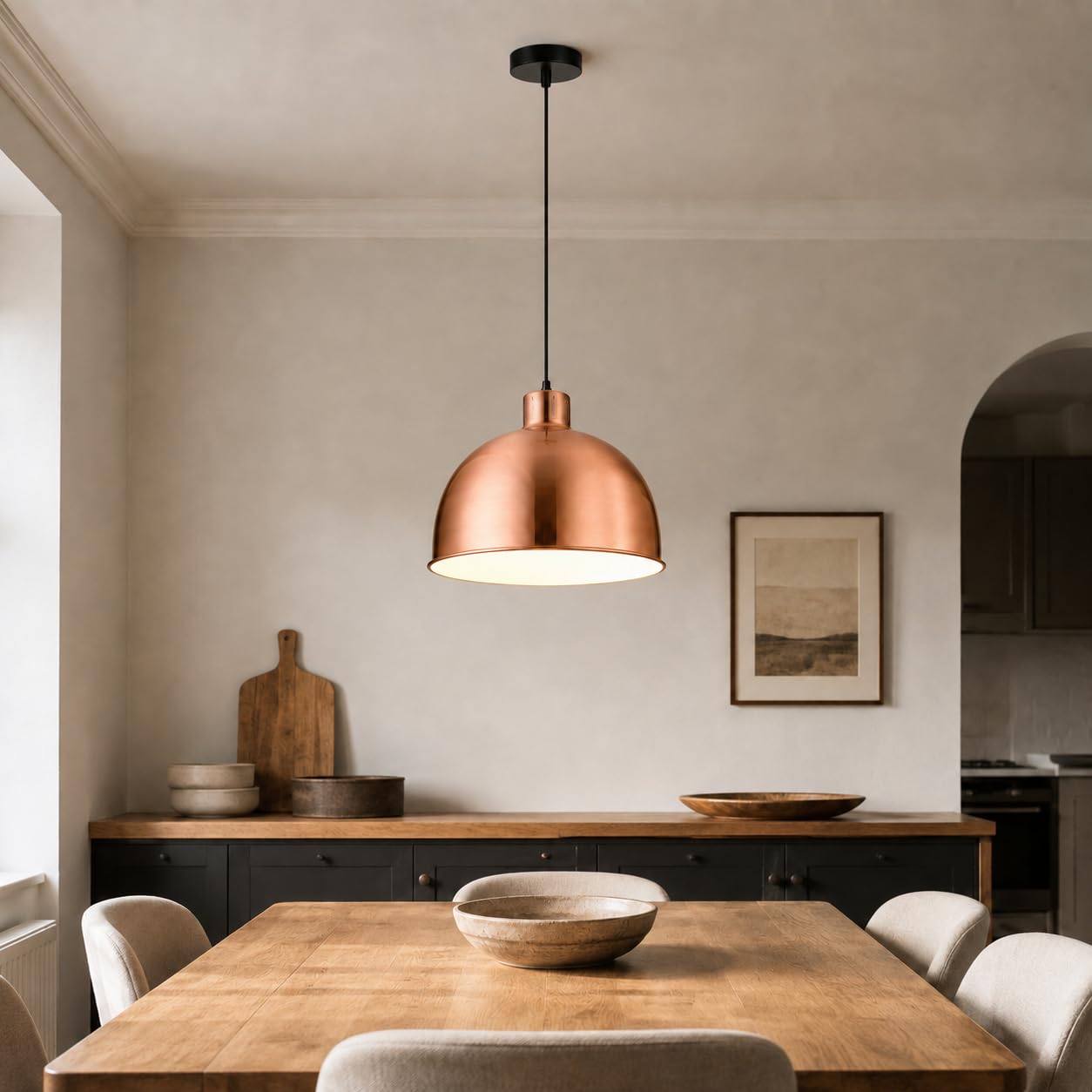 Lampadario in rame, paralume in metallo | Lampada a sospensione moderna in ottone, adatta a isole cucina e sale da pranzo.