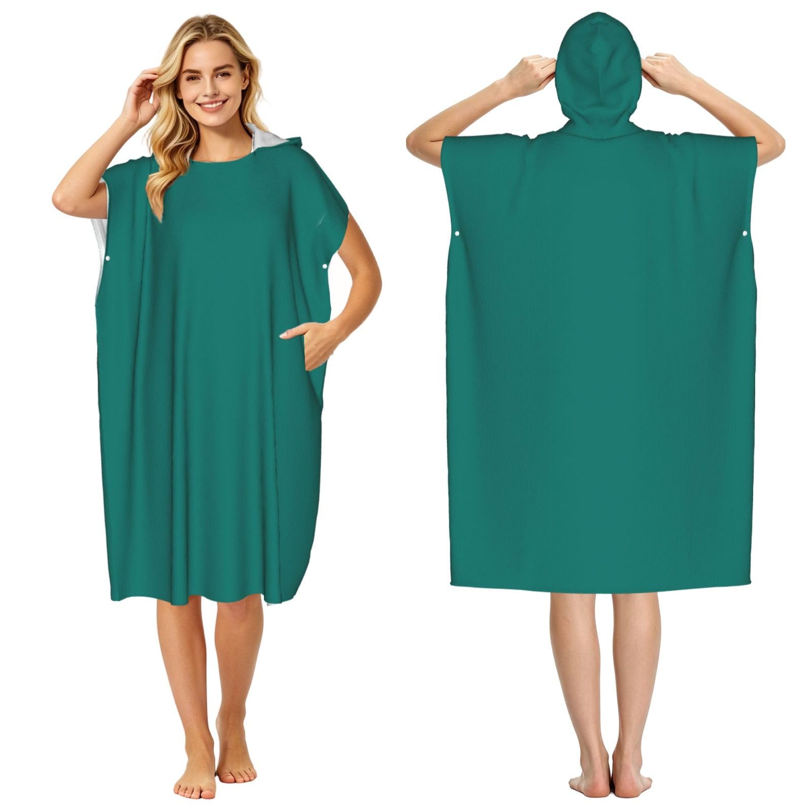 KLGRTJHK Pine Green Adult Hooded Beach Poncho Towel 43"X35"