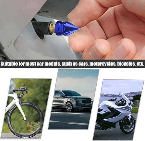 Miniatura 4 de Osilly Tapones para válvulas de neumáticos de automóvil, paquete de 8 tapones de vástago de presión de aire de aleación de aluminio con pinchos,