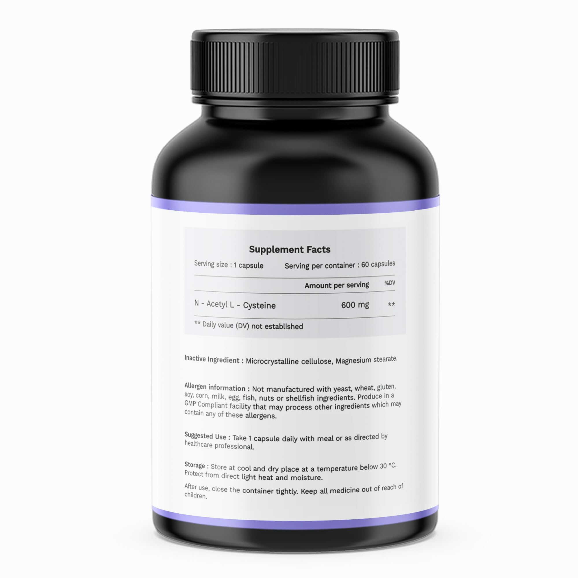 HEALPURE NUTRACEUTICAL NAC (N-Acetyl L-Cysteine) 600mg | Liver & Antioxidant Support - 60 veg Capsules