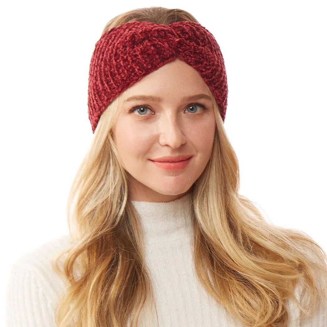 Soft Knot Woollen Knitted Warm Head Band Head Wrap Hairband Ear Warmer Hair Accessories for Winters_Free Size,Pack Of 01(Maroon)