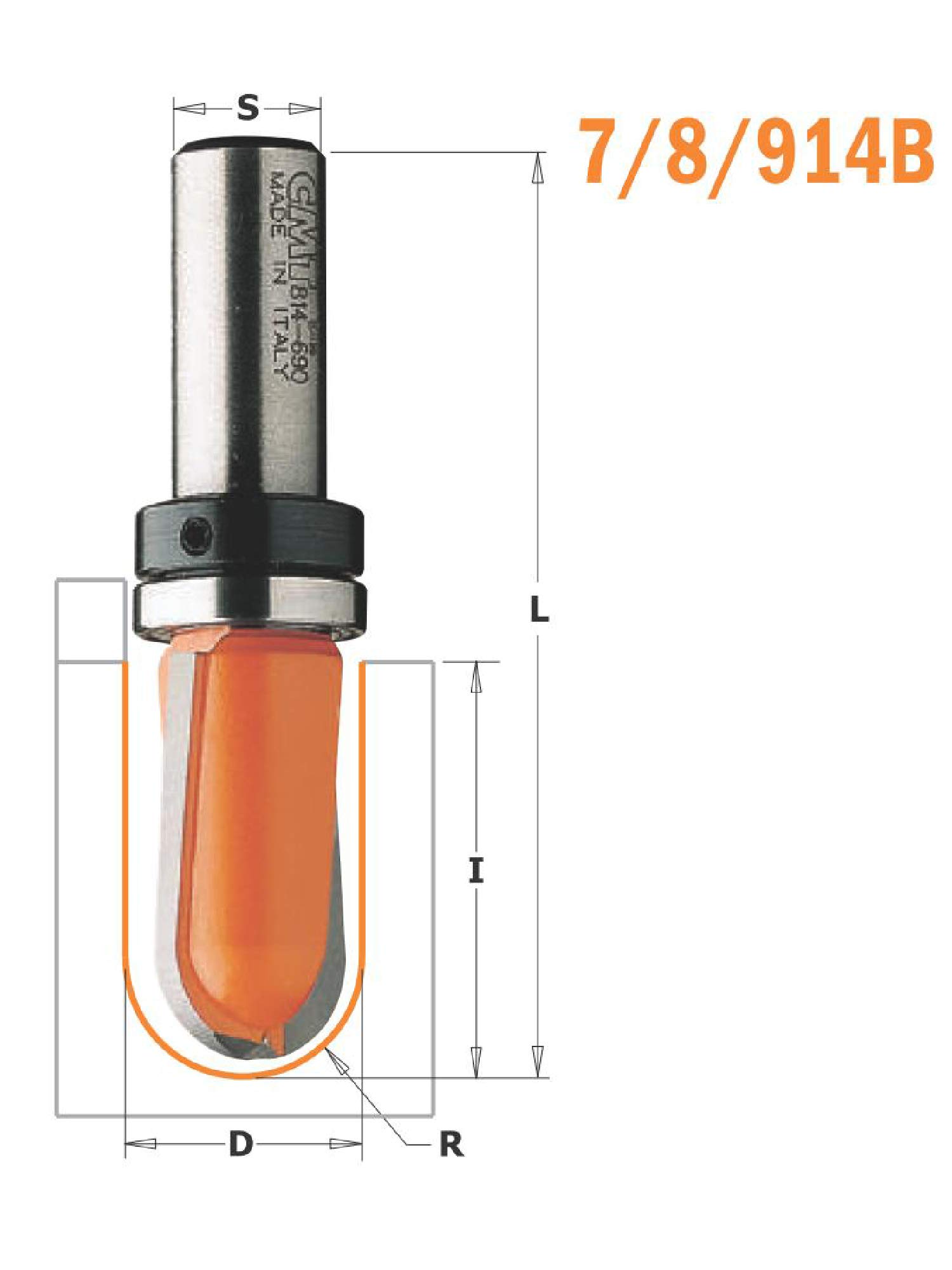 CMT ORANGE TOOLS 914.690.11 - RADIUSFRÄSER HM S=12 D=19 R=9.5