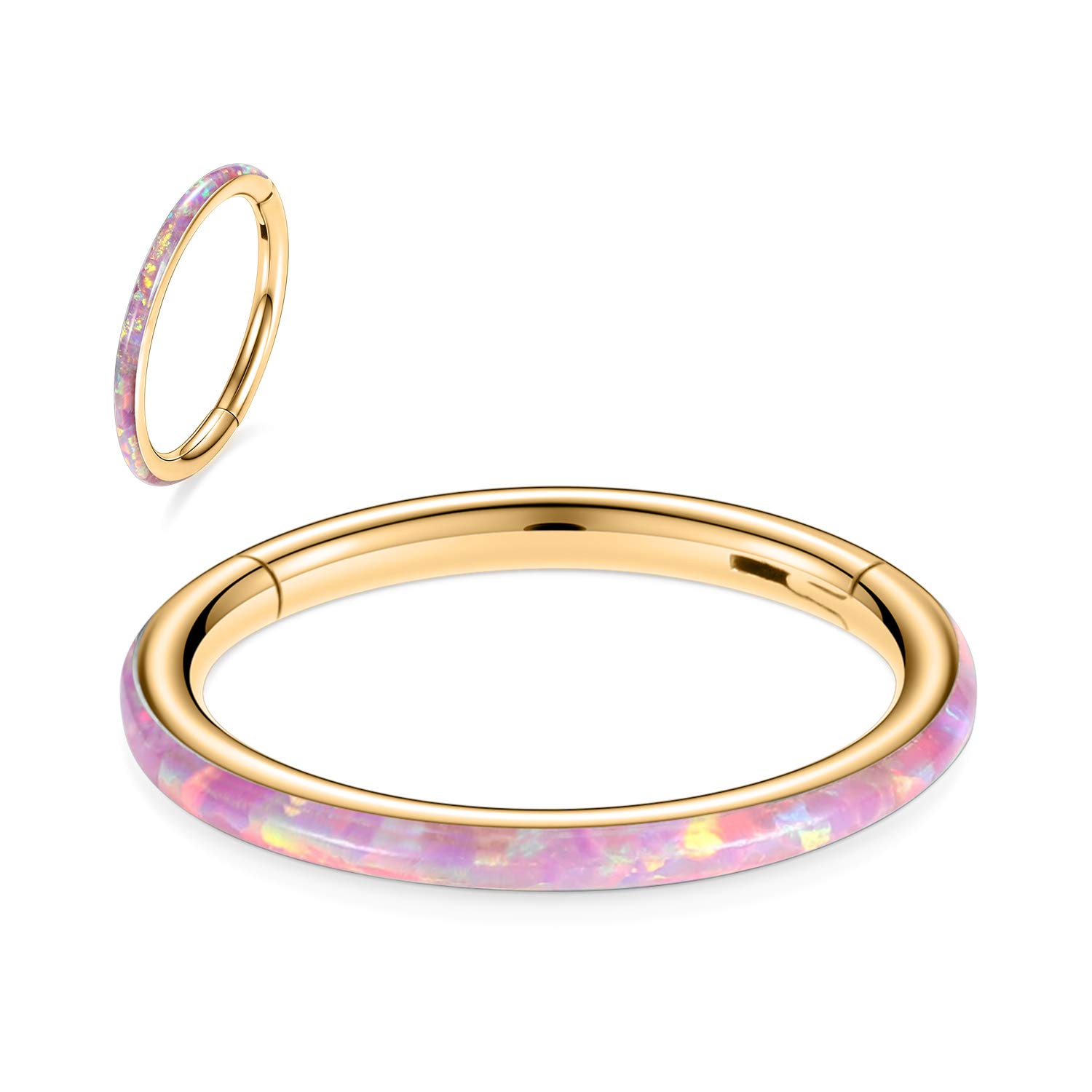 hengkaixuan CZ/Opal Nose Rings Conch Jewellery Septum Clicker 316L Surgical Steel Segment Ring Helix Cartilage Earrings Hoop Daith Tragus Rook Piercing Jewellery — view 61