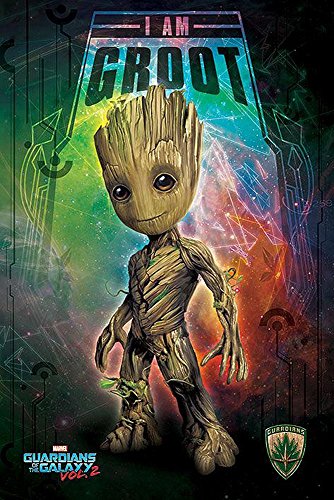 Guardians Of The Galaxy Poster Marvel Vol. 2 - I Am Groot [Kid] (61cm x 91,5cm) + 2 tringles Noires avec Suspension