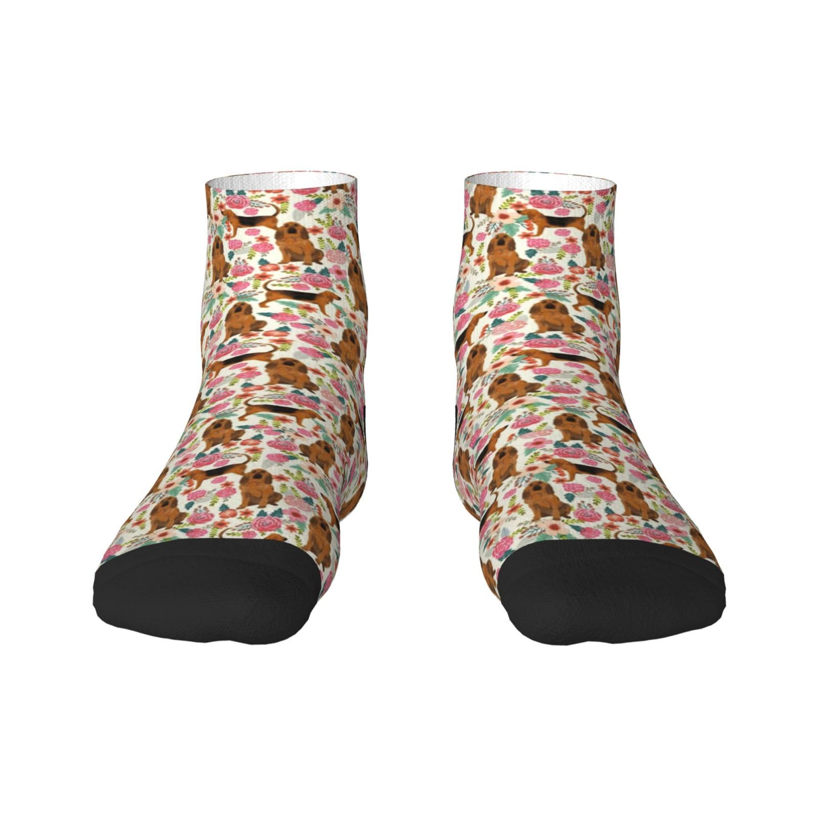 Xsovgoi Bloodhound Dog Floral Flower Low Cut Ankle Socks 11 No-Show Socks Moisture-Wicking Socks For Men Women