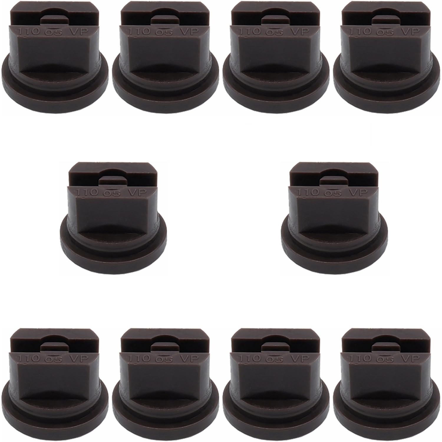 10Pcs Spray Nozzle Tips Set, 110 Degree lat Fan Shaped Plastic Nozzle,0.5mm Pore, for the Replacement Boom Pump Sprayer Knapsack, Agricultural Greenhouse Sprayer Tank Garden Weeding (Brown,0.5mm)