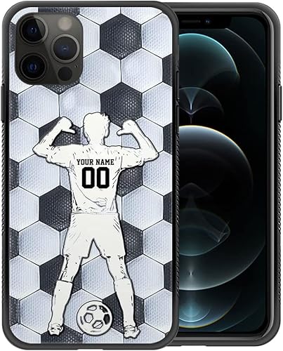 DAIZAG Funda compatible con iPhone 12 Pro Max, funda deportiva personalizada para hombres y niños, regalo de número de nombre personalizado, regalo