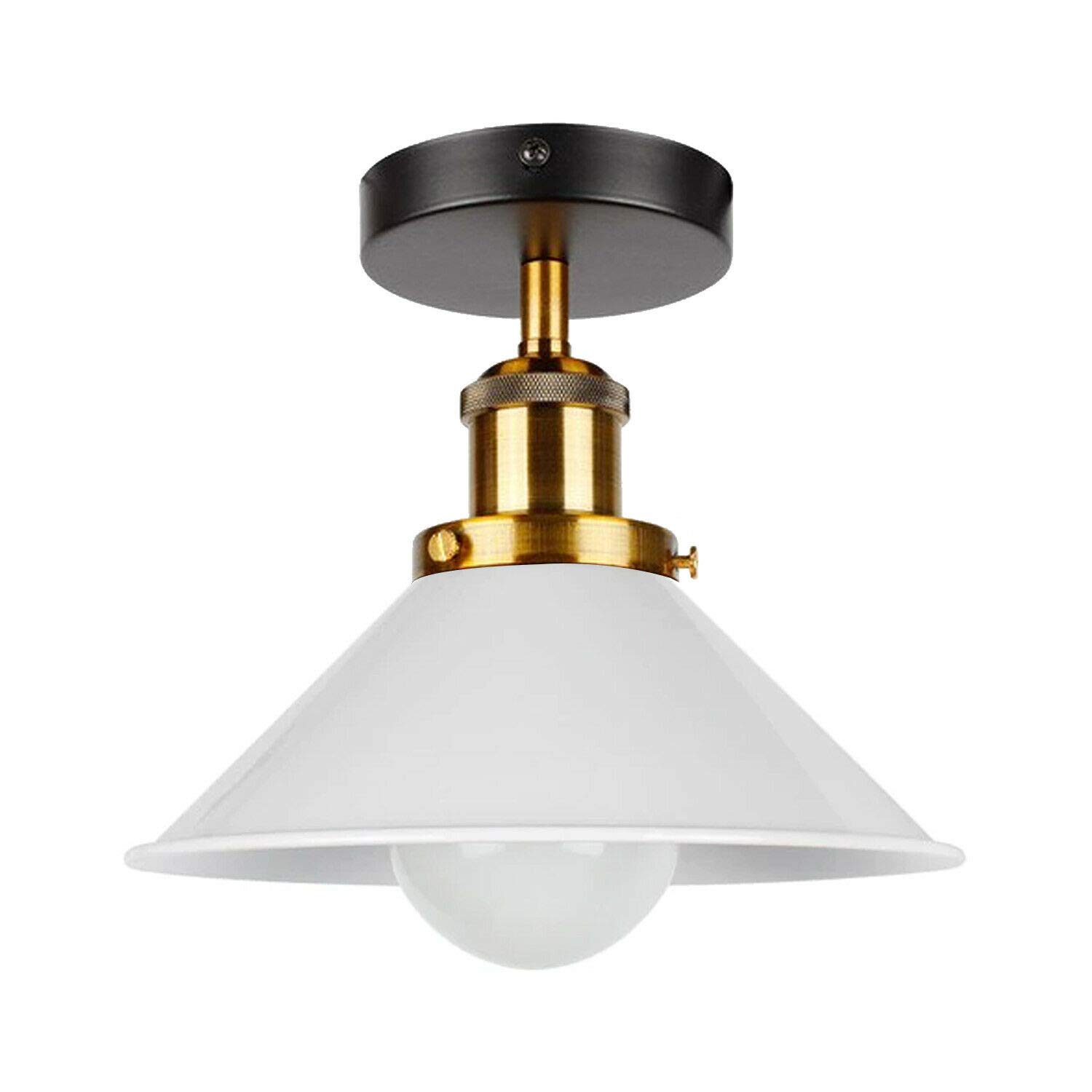LEDSone Modern Flush Mount Ceiling Lighting LED Lights Semi Flush Light Fitting Pendant Light Lamp Chandelier Metal 22cm Cone Light Shade for Hall Living Room Lounge (White) — image 1