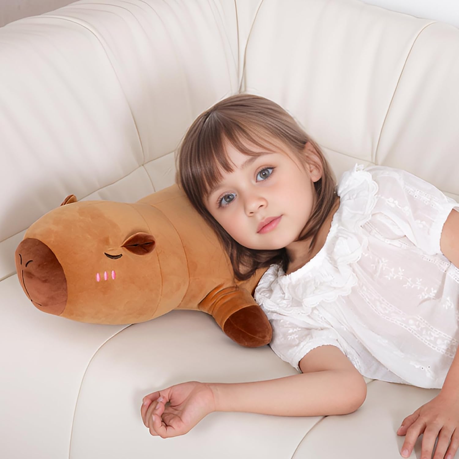 FFxiong 24 Inch Capybara Stuffed Animal Large Soft Body Plush Toy Pillow Cute Plushies Kapibala Big Doll Gift for Kids Boys Girls Birthday Valentines Christmas