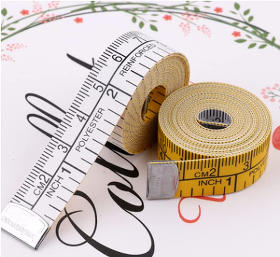 Ruban à mesurer double faceRuban à mesurer en pouces jaune et blanc Règle de vêtement de 1,5 m 3 m Règle de tailleur Règle de couture en pouces Petit ruban à mesurer Règle souple Agréable et attrayant
