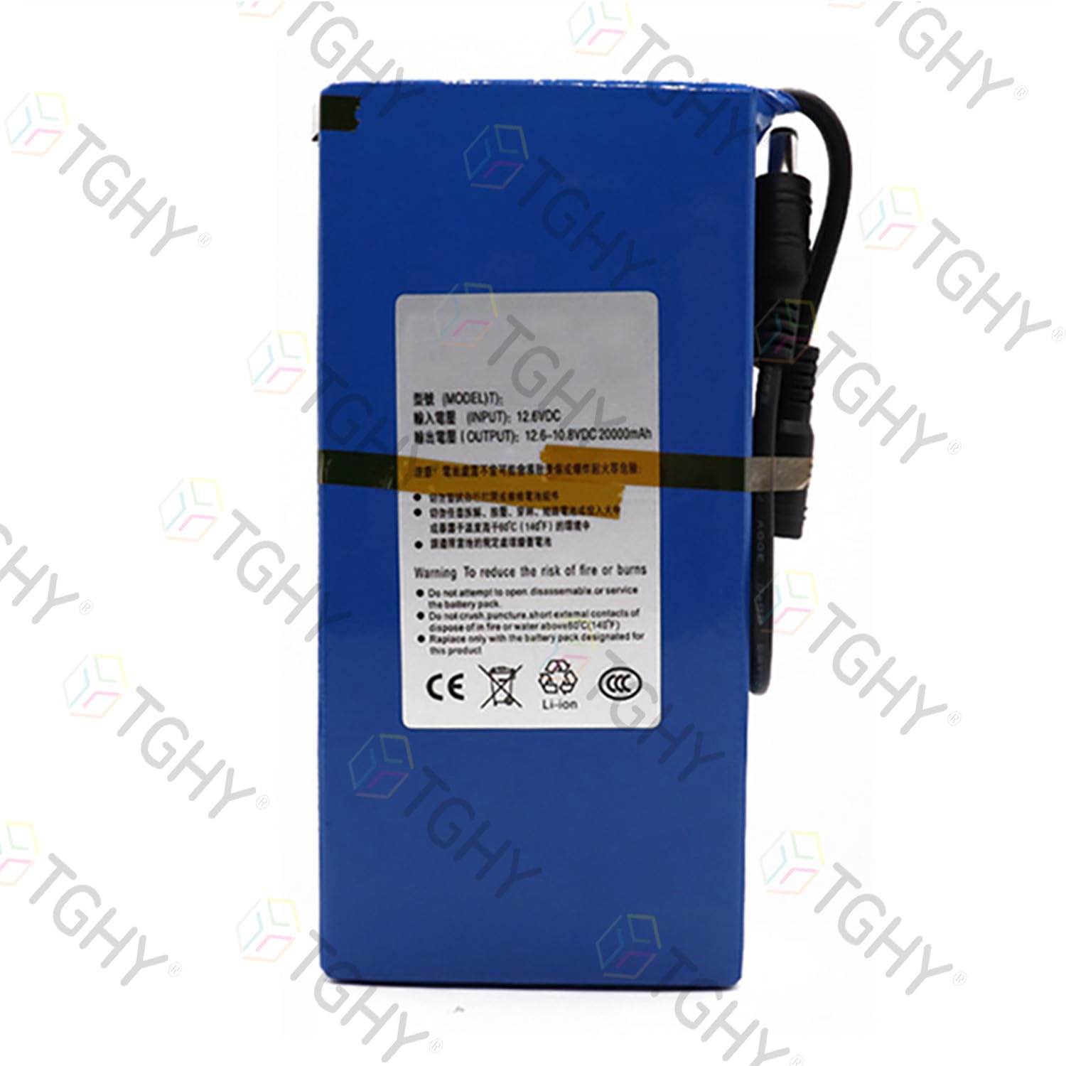 TGHY 12V DC 20000mAh Polymer-Lithium-Akku, 12-Volt-tragbare Akkus mit Ladegerät für LED-Lichtleisten/Alarmanlagen/Außengeräte, Notstromversorgung