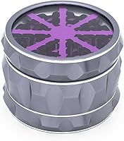 Premium Aluminum Alloy Herb Grinder 2.5" with Clear Lid - Durable Gray Spice Mill for Kitchen
