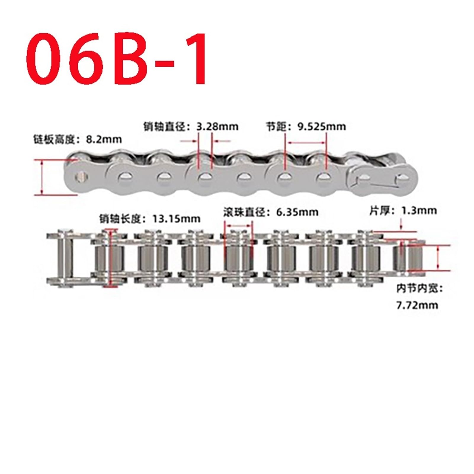1 STÜCK,5 M 06B Short Pitch Rollenkette Industrieantrieb Einreihig Gerade for Maschinen Und Geräte
