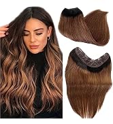 Ombre Clip in hair Extensions Real Human Hair, One Piece Human Hair Clip in Extensions Natural Bl...