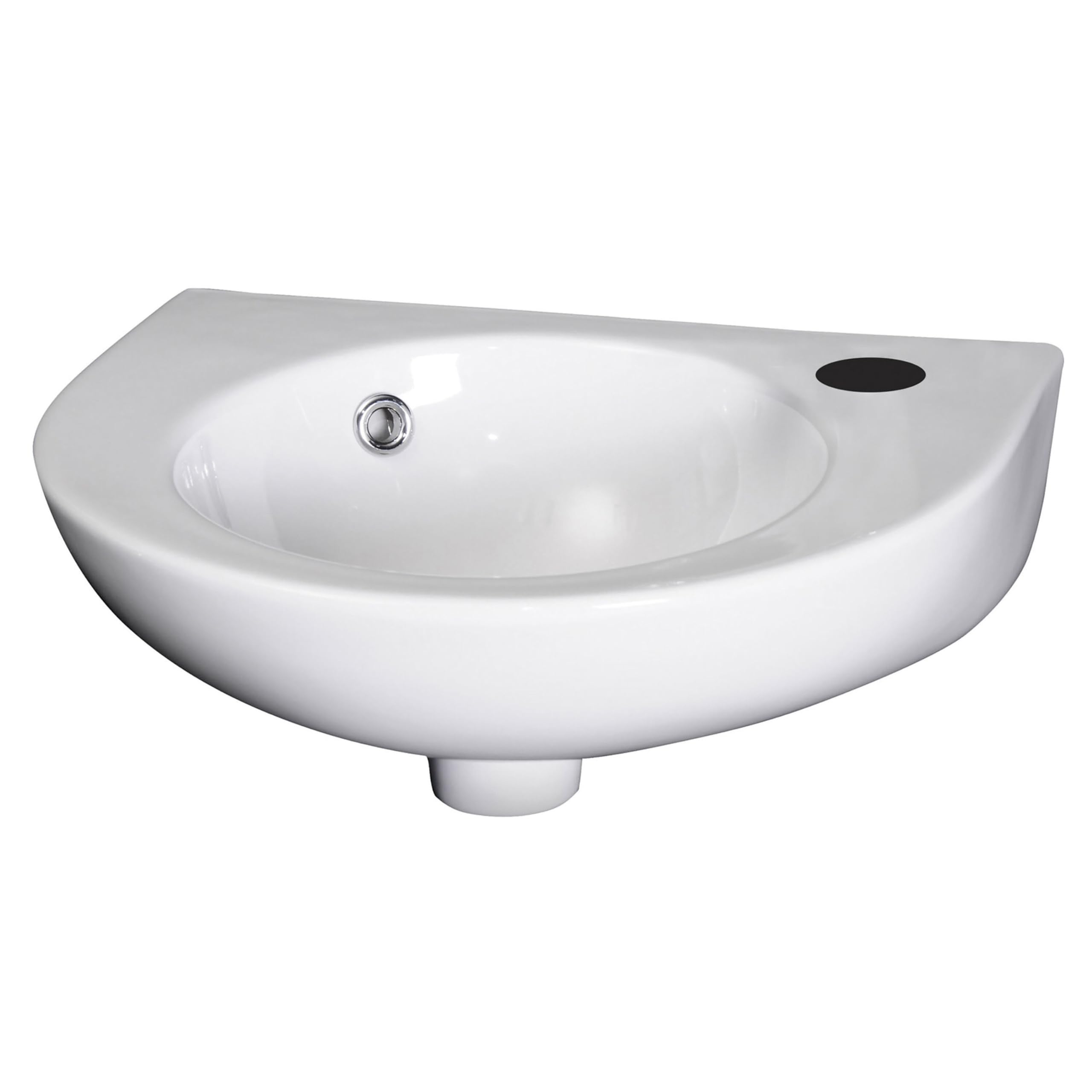 Balterley White 430Mm Bathroom Sink, Wall Hung Ceramic Round Bowl Bathroom Wash Basin Sink With Overflow, 1 Tap Hole, Wall Mounted Basin Sinks For Bathrooms And Cloakroom - 430 X 345 X 165Mm (White)