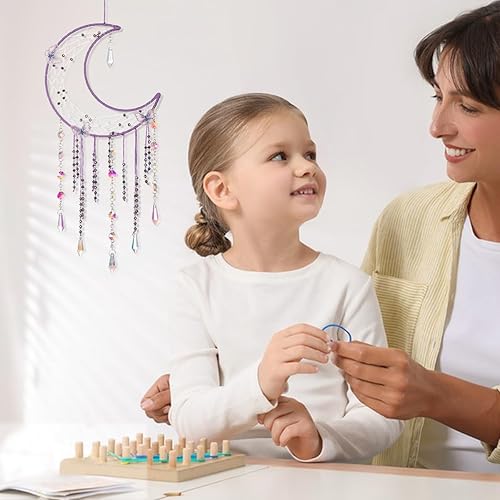 Miniatura 2 de Artilady Atrapasueños de mariposas con cristales  Atrapasueños de luna morada grande, decoración de pared para decoración del hogar de niñas y
