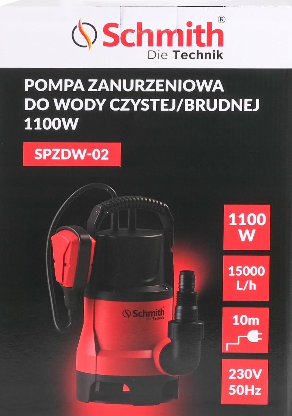 Bomba de agua sumergible achique - Bomba aguas sucias 220v - 1100 W - 15000 L/H - Máx. Altura de descarga 9 M, Máx. tamaño de partícula 25mm - Para agua limpia y aguas residuales