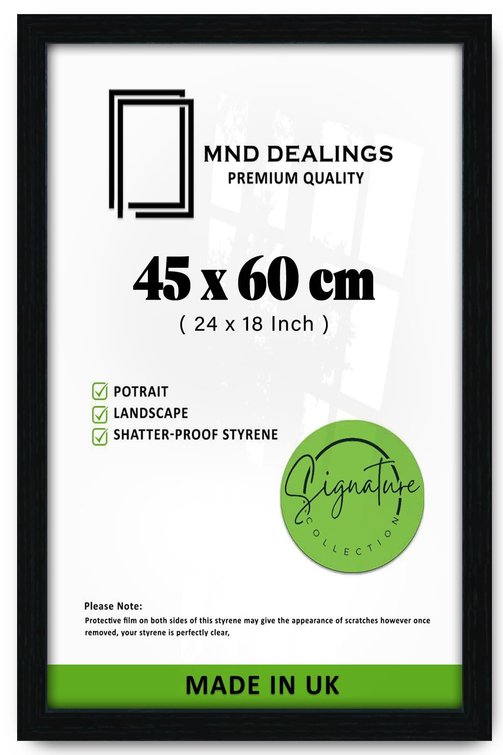 MND Dealings | Stylish Black frames Art-Lover’s 450 x 600 mm Poster Frame | MDF Wood Landscape/Portrait (45 x 60 CM) Orientation| Photos for Family, Gift Wedding, Birthday [ Black ]