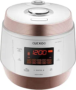 5QT Cuckoo Electric Pressure Cooker with 10 Menu Options and Stainless Steel Pot, GOLD / WHITE