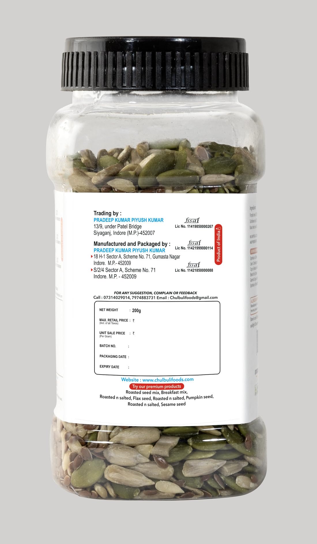 PP Chulbuli Raw Seed Mix and Flax Seed Combo | Mixed Seeds Snack for Smoothies Oats Yogurt Salad Baking Cooking | Healthy Breakfast Gym Nutrition Diet Food | 200g 1