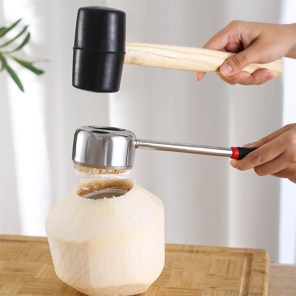 Strumento per aprire il cocco, kit perforatore per guscio di cocco, resistente per rompere cocco, accessori da cucina per frutta a guscio rigido (apribottiglie)